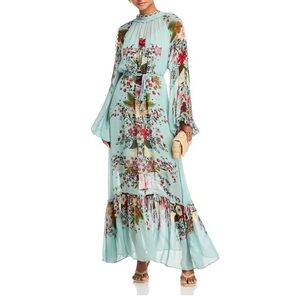 FARM RIO Blue Beauty Bouquet Long Sleeve Maxi Dress (NWT)